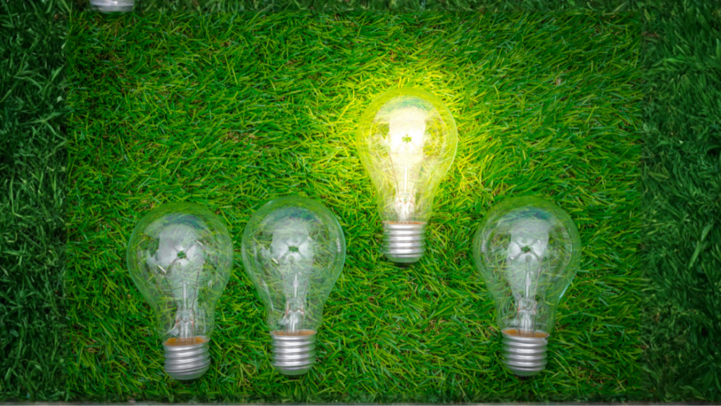 Lampen, waarvan er 1 aan is.